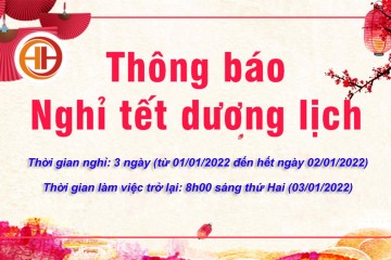 Thông báo lịch nghỉ Tết dương lịch 2022