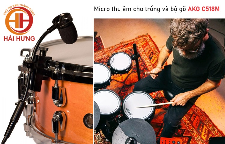 C518M dùng để thu âm cho các các nhạc cụ trống và bộ gõ