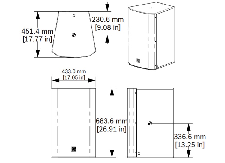 Kích thước của loa EVC-1152-64PIW