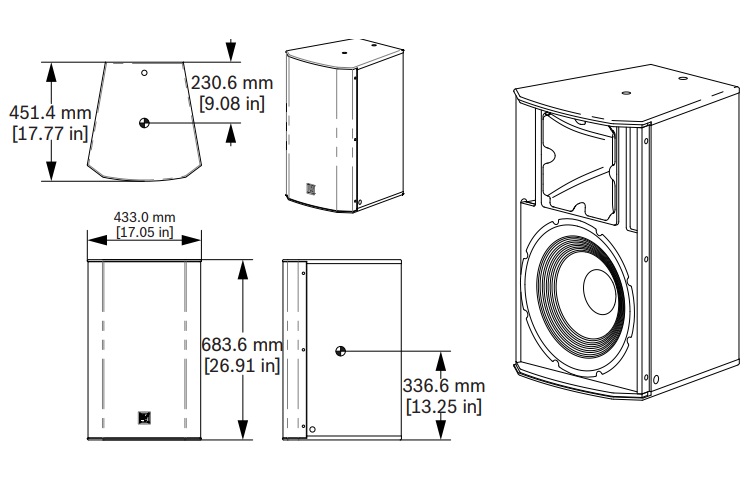 Kích thước của loa EVC-1152-95PIB