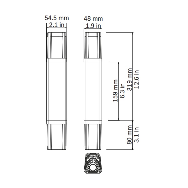 Kích thước của cột loa EVOLVE50-PL-SB