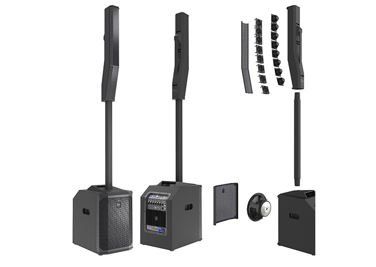 Hệ thống loa cột 3 thành phần được cung cấp năng lượng bởi bộ khuếch đại Class-D công suất 1000 W