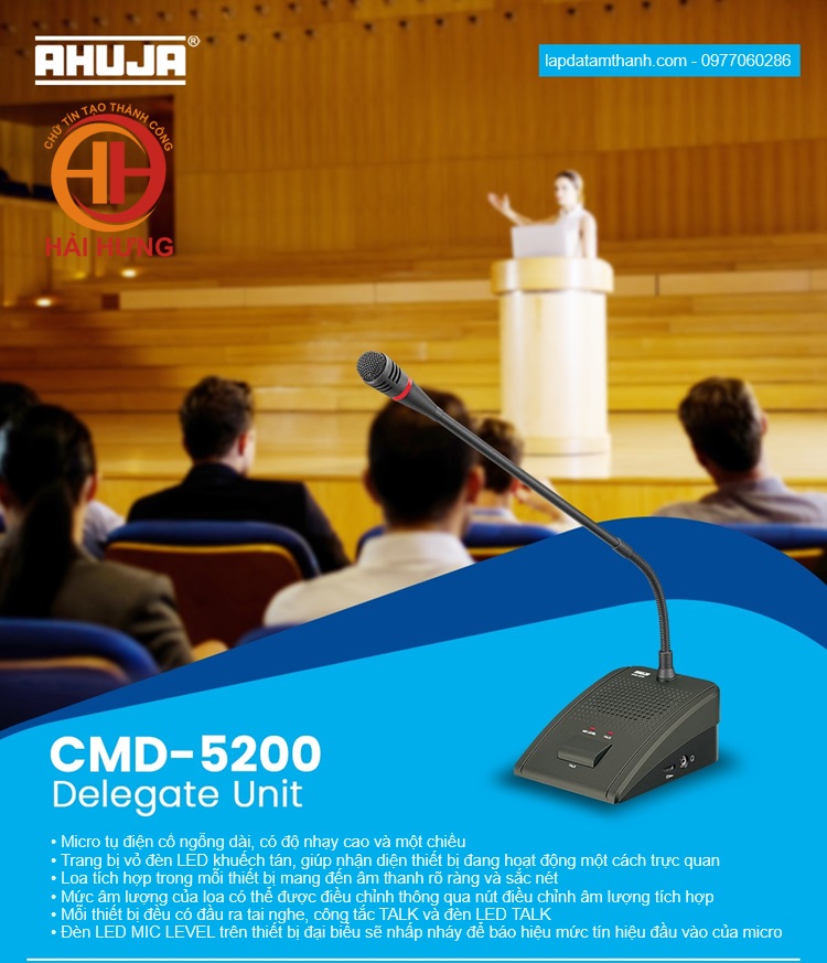 CMD-5200 là giải pháp lý tưởng cho âm thanh phòng họp, hội thảo