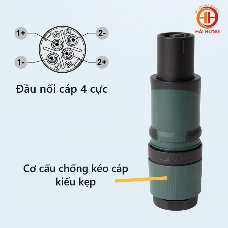 Đầu nối Neutrik NL4FXX-W-S SpeakON 4 chân, màu đen, đầu cái