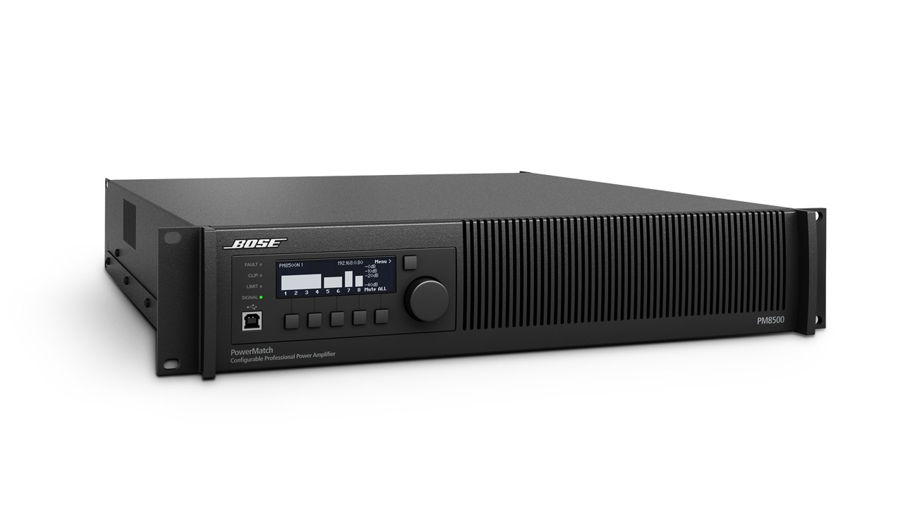 Bộ khuếch đại công suất PowerMatch PM8500N của Bose là một thiết bị chuyên nghiệp và mạnh mẽ cho hệ thống âm thanh