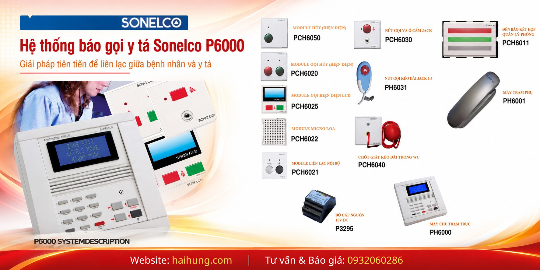 Hệ thống báo gọi y tá Sonelco P6000