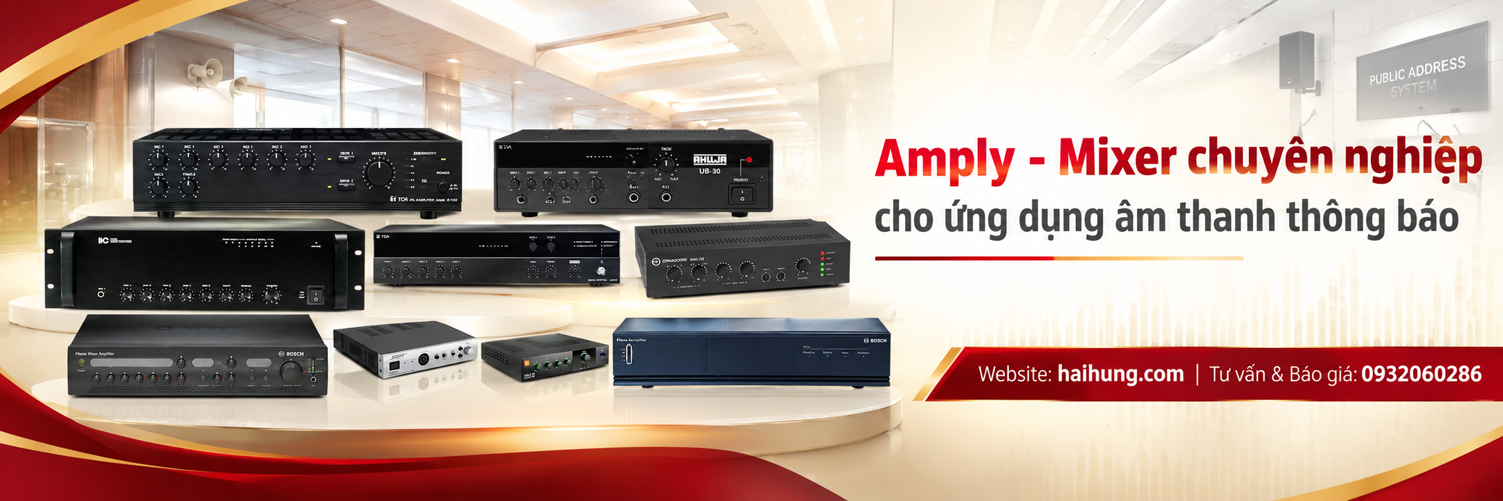amply-mixer thông báo chuyên nghiệp, chính hãng