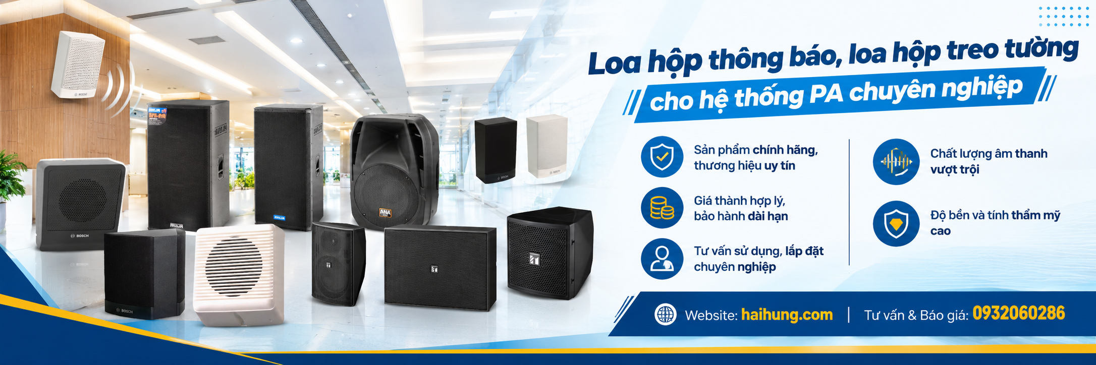 loa hộp thông báo, loa treo tường cho hệ thống PA