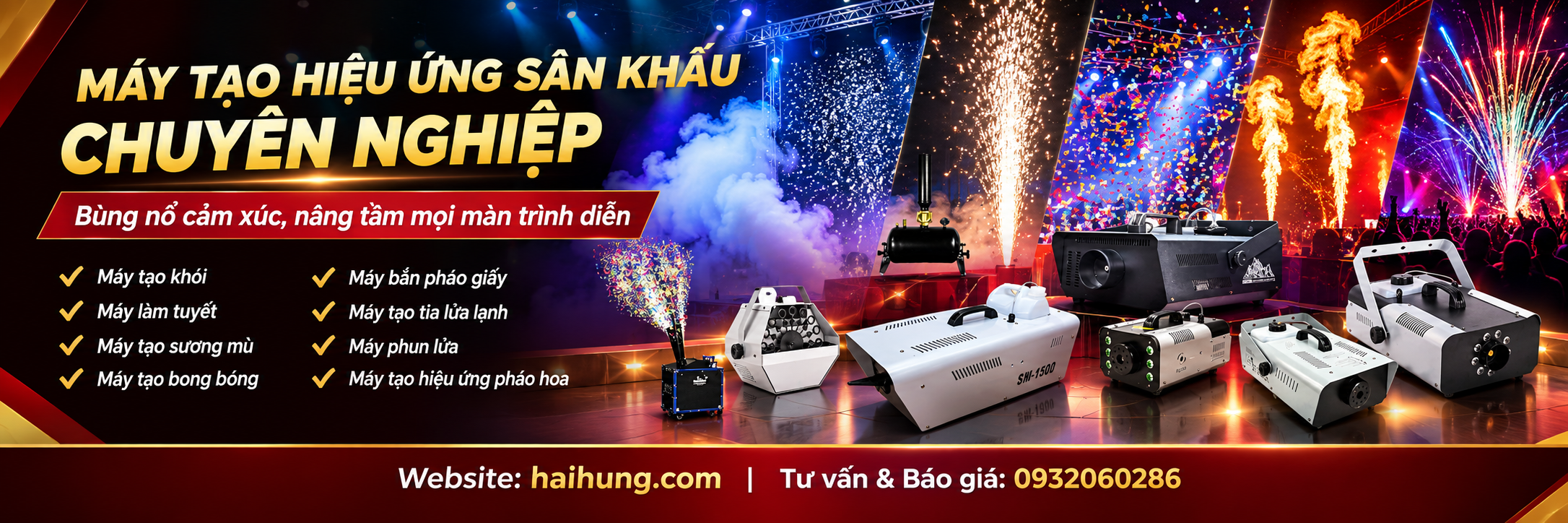 Máy khói, máy tuyết | Báo giá máy tạo hiệu ứng sân khấu